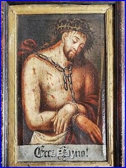 Antique Old Master Ecce Homo Jesus Christ Man Of Sorrow Oil Painting