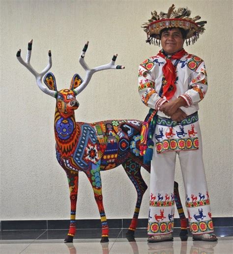 Huichol Wixaritari Man With Gorgeous Beaded Deer Mexican Culture