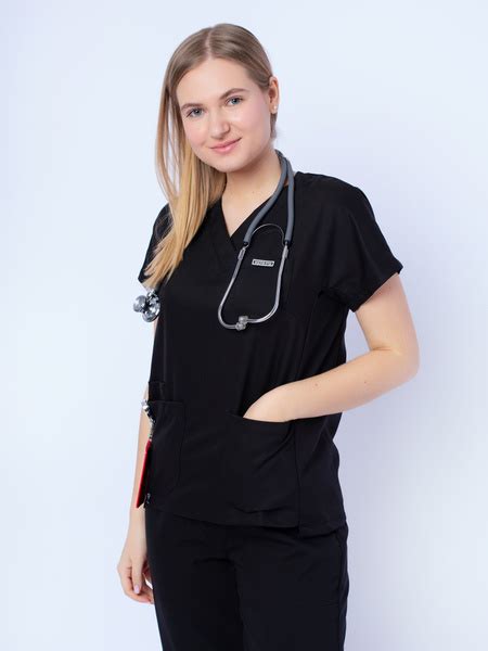 Медицинская женская блуза хирургичка черная Докор Стиль Нюша Тренд ...