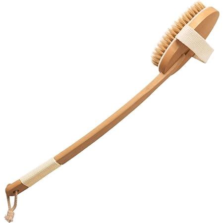 Body Brush Back Scrubber Shower Brush Curved Long Handle Wooden