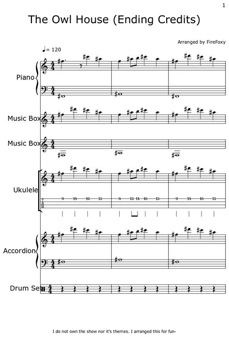 The Owl House Ending Credits Sheet Music For Piano Music Box