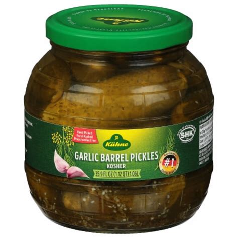 Kuhne Kosher Garlic Barrel Pickles 359 Fl Oz Frys Food Stores