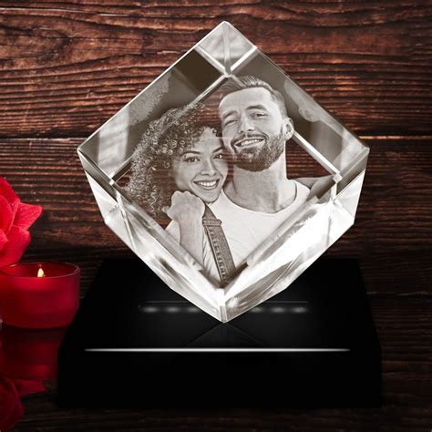 D Crystal Photo Cube Picture Engraved In Glass Cube Photo Cubes