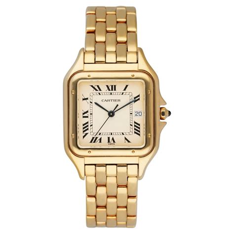 Cartier Santos Men S K Yellow Gold Watch W C At Stdibs