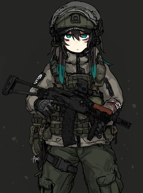 Safebooru 1girl Aks 74u Ammunition Pouch Assault Rifle Aze Tyranno