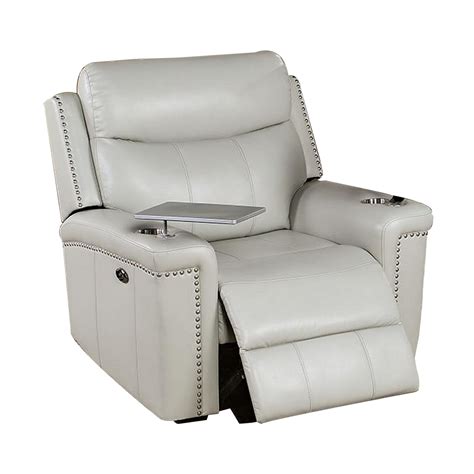 Benjara In Flo Power Glider Usb Port Faux Leather Recliner Light