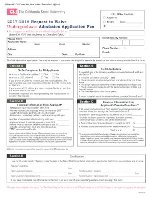 Fillable Online Csumentor 2017 2018 Request To Waive Fax Email Print