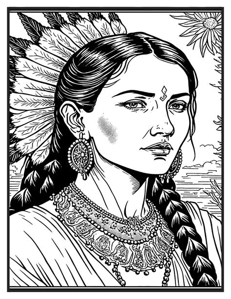 Native American Women Coloring Pages Etsy