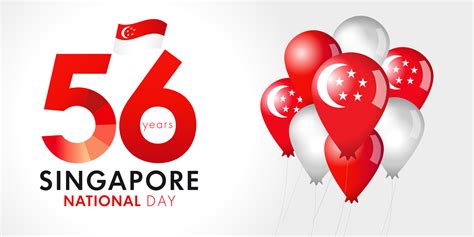 56 Years Anniversary Greeting Card Singapore National Day Poster