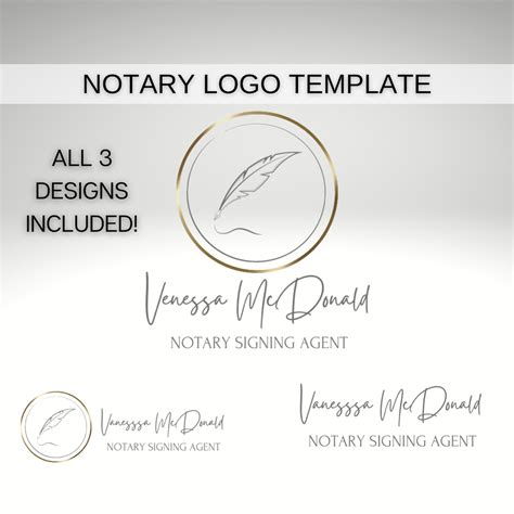 Notary Public Logo Template Gold Logo For Notary Signing | Etsy