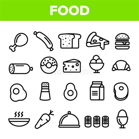 Línea Vector De La Comida Del Sistema Del Icono Iconos Caseros De La