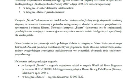 Konkursu o Nagrodę Marszałka Województwa Wielkopolskiego Wielkopolska