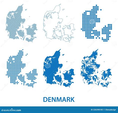 Map Of Kingdom Of Denmark Vector Set Of Silhouettes In Different