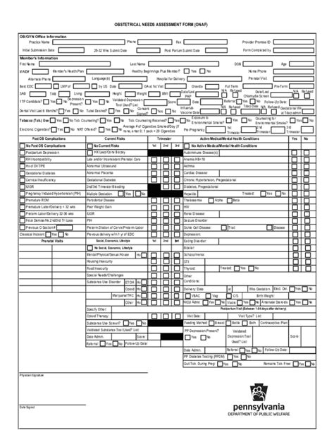 Fillable Online Obstetrical Needs Assessment Form Onaf Ma Pdf Fpdf