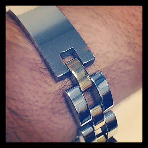 Men's Two Tone Watch Link Engravable ID Bracelet | Eve's Addiction®