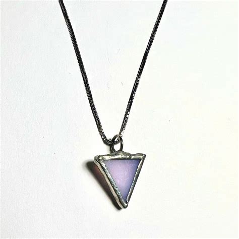 Gay Queer Lgbtq Pride Necklace Stained Glass Pink Triangle Necklace W Soldered Silver Border