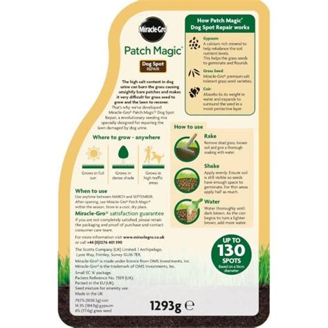 Miracle Gro Patch Magic Dog Spot Repair Lawn Seed Squires Garden