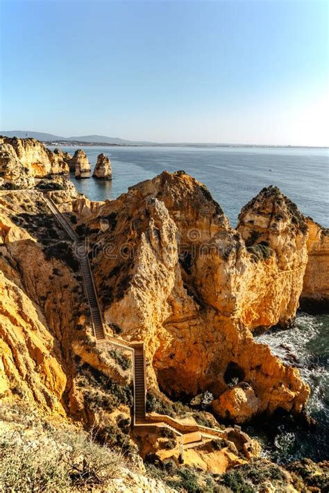 Coastal Golden Cliffs At Sunrise In Ponta Da Piedade Near Lagos