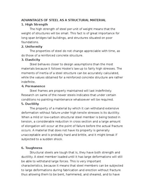 Advantages of Steel As A Structural Material | PDF | Strength Of Materials | Deformation ...