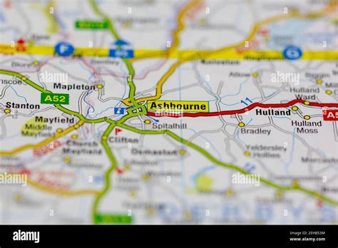 ashbourne surrounding areas shown road map geography map stock photo alamy