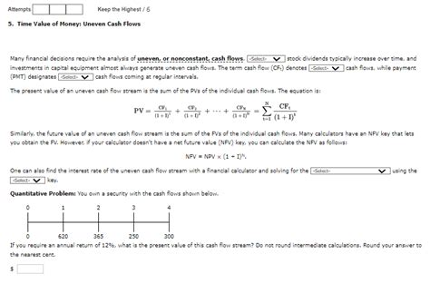 Solved 5 Time Value Of Money Uneven Cash Flows Many Chegg