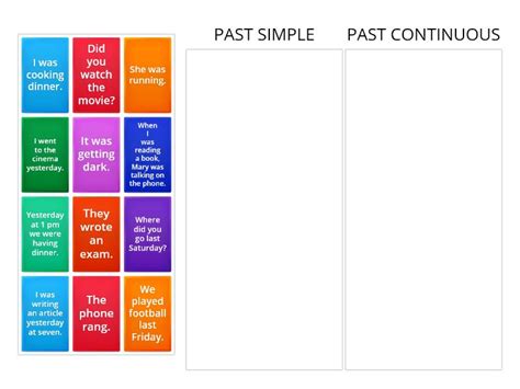 Past Simple Or Past Continuous Podziel Na Kategorie