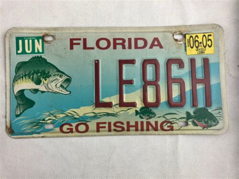 LICENCE PLATE FLORIDA GO FISHING # LE86H | #4645484532