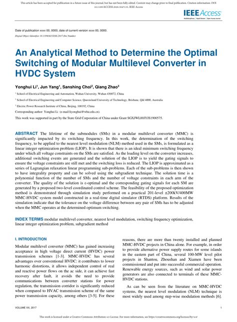 Pdf An Analytical Method To Determine The Optimal Switching Of