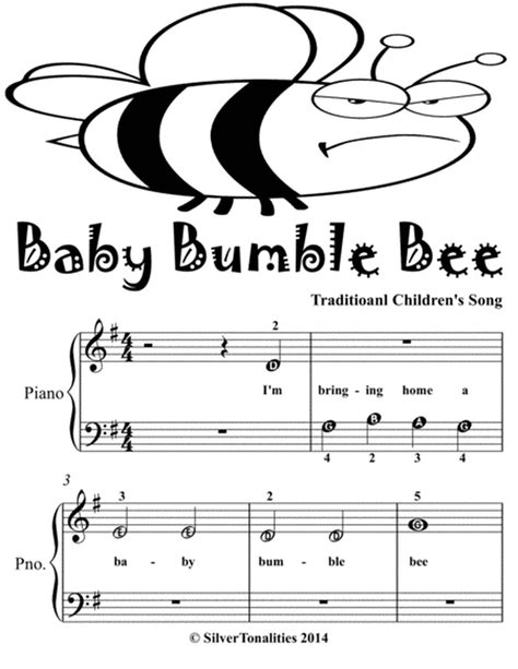 Baby Bumble Bee Beginner Piano Sheet Music 2nd Edition by SilverTonalities - Easy Piano ...