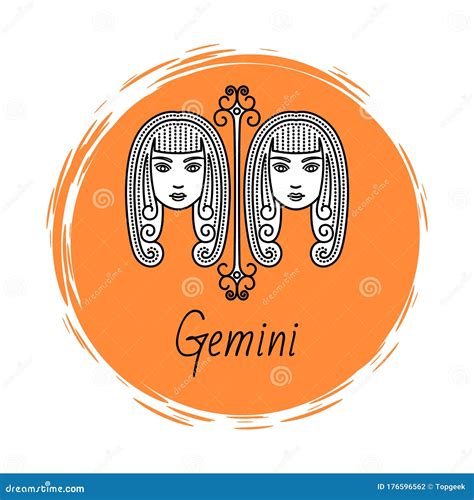 Gemini Zodiac Sign of Twins, Horoscope Astrology Stock Vector