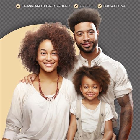 Psd Belle Famille Afro Am Ricaine Aquarelle Clipart Fond Transparent