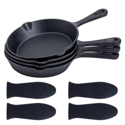 Bruntmor 6 X 4 Pre Seasoned Black Cast Iron Nonstick Frying Pan Set Of