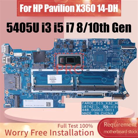 18742 1 For HP Pavilion X360 14 DH Laptop Motherboard 5405U I3 I5 I7 8