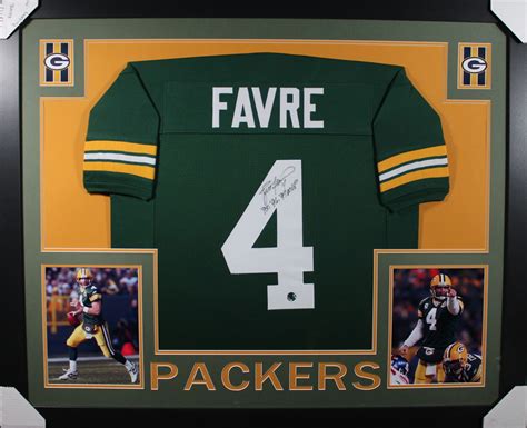 Brett Favre Autographed Green Bay Packers Framed Green Xl Jersey