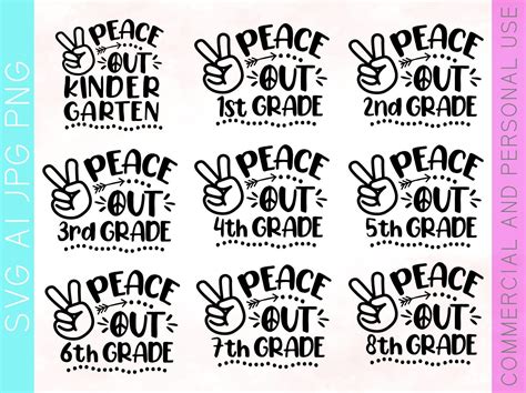 Last Day Of School Svg Peace Out Kindergarten Svg Peace Out 5th Grade