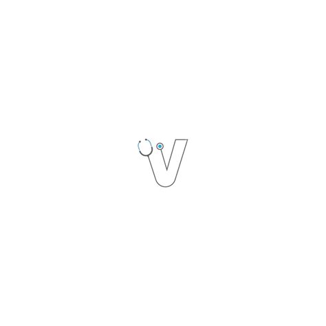 Letter V Stethoscope Medical Logo Logotype Symbol Design Vector