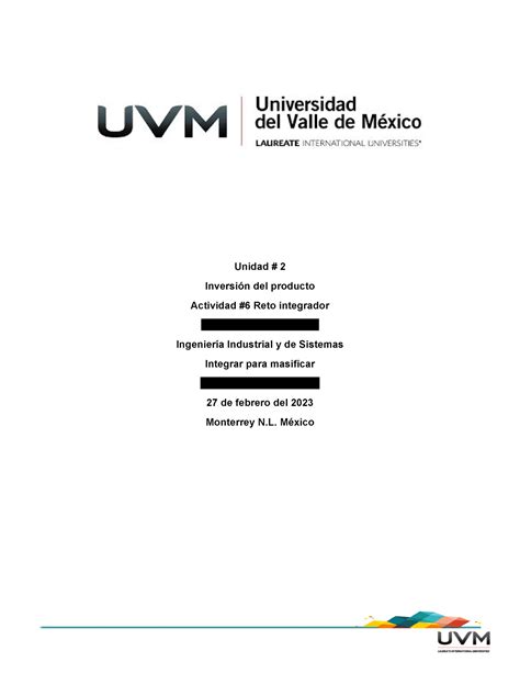 actividad 6 integrar para masificar Unidad 2 Inversión del