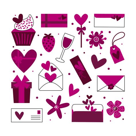 Valentines Day Romantic Illustration With Love Elements Hearts