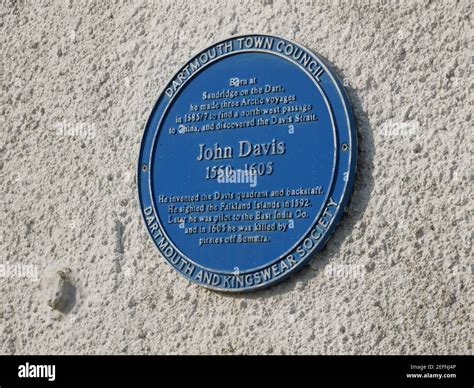 Blue Plaque At Dartmouth Devon Commemorating John Davis Who Was An