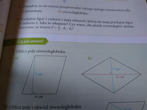 Oblicz pole równoległoboku a 7cm i 6cm b Brainly pl