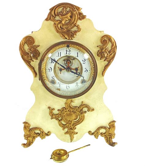 Lot Antique Ansonia Painted Metal And Gilt Bronze Clock