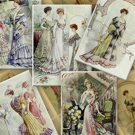 Victorian Ladies Printable Cards Digital Collage Sheet Atc Etsy