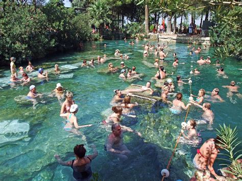 Cleopatra S Thermal Pool At Hierapolis Pamukkale Tourists Swimming