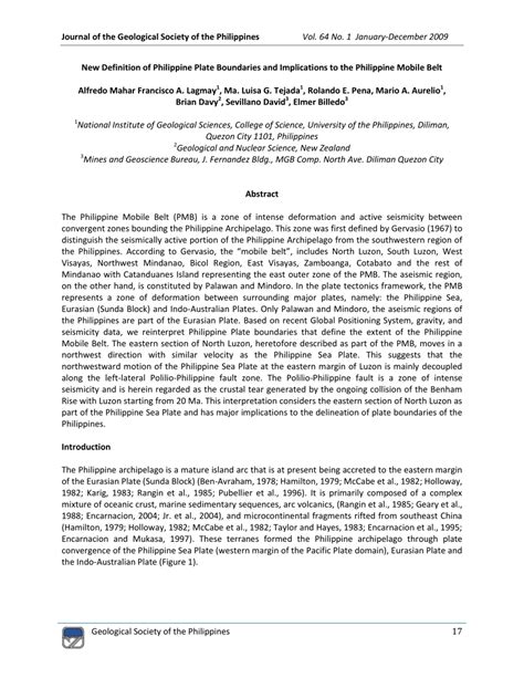 (PDF) New Definition of Philippine Plate Boundaries and Implications to ...