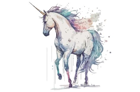 Aquarell Einhorn Vektor Illustration T Shirt Druck Premium Vektor