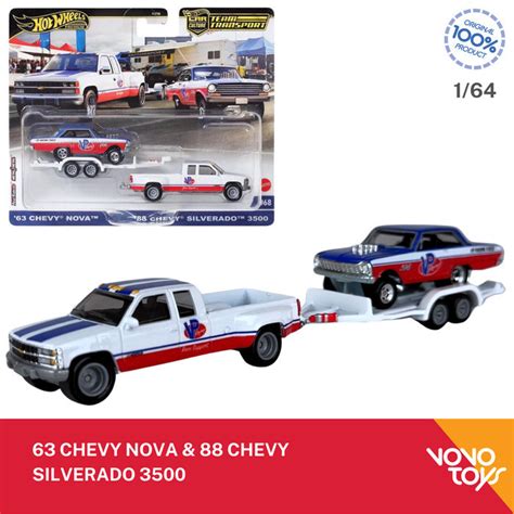 Jual Hot Wheels 63 Chevy Nova And 88 Chevy Silverado 3500 Team Transport HotWheels Shopee