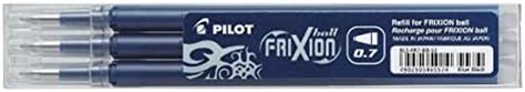 PILOT Set De 3 Recharges Pour Roller FRIXION BALL BLS FR7 Bleu Noir