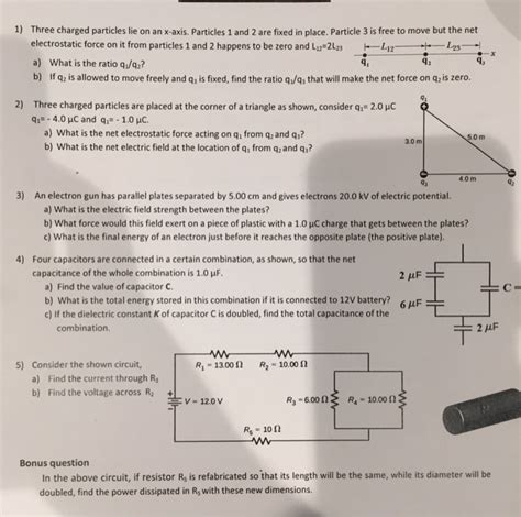 Solved 1 Three Charged Particles Lie On An X Axis