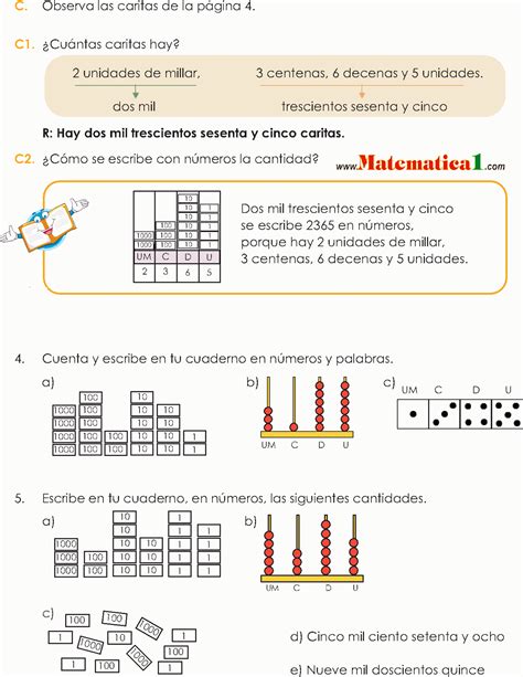 Lectura Y Escritura De NÚmeros Hasta El 9999 Ejemplos Resueltos De Tercero De Primaria Pdf