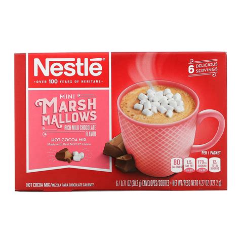 Nestle Hot Cocoa Mix Mini Marshmallows Rich Milk Chocolate Flavor 6 Envelopes 0 71 Oz 20 2